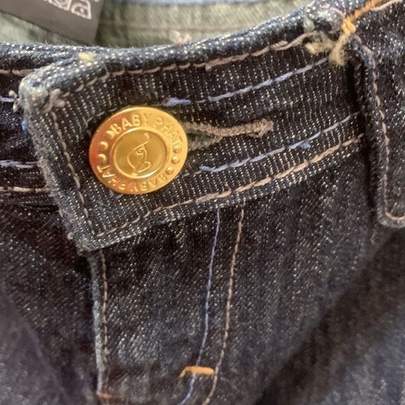 Baby Phat Girlz 10 Rolled Leg Gold Embroider And Hardware 5 Pockets Rami Cotton - Picture 5 of 12